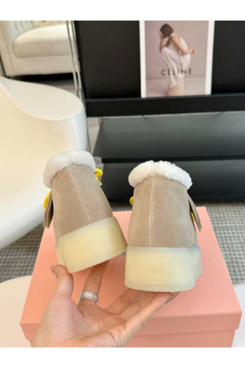 MIU MIU Женские замшевые лоферы с мехом premium