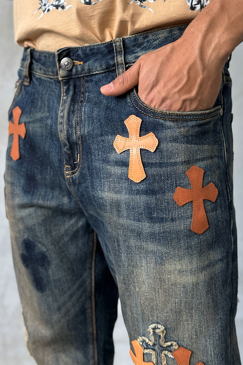 Chrome Hearts Мужские тёмно-синие джинсы