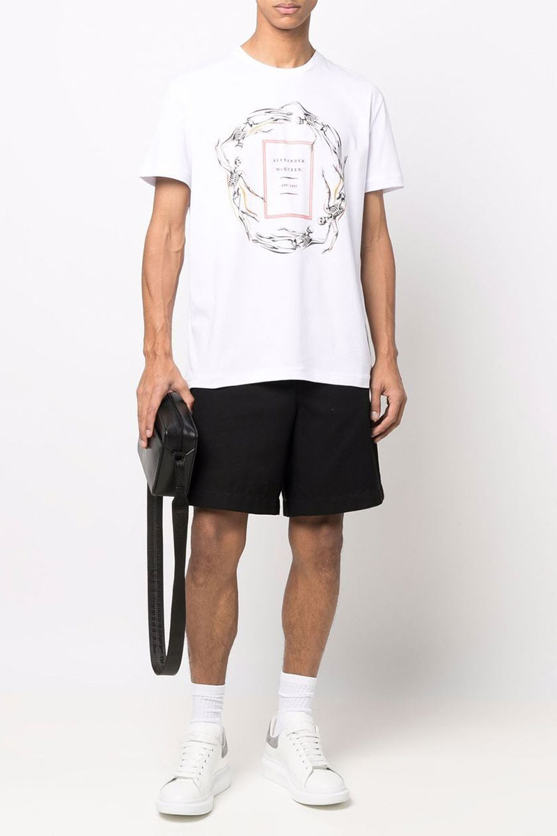 Alexander McQueen Мужская белая футболка skeleton-print