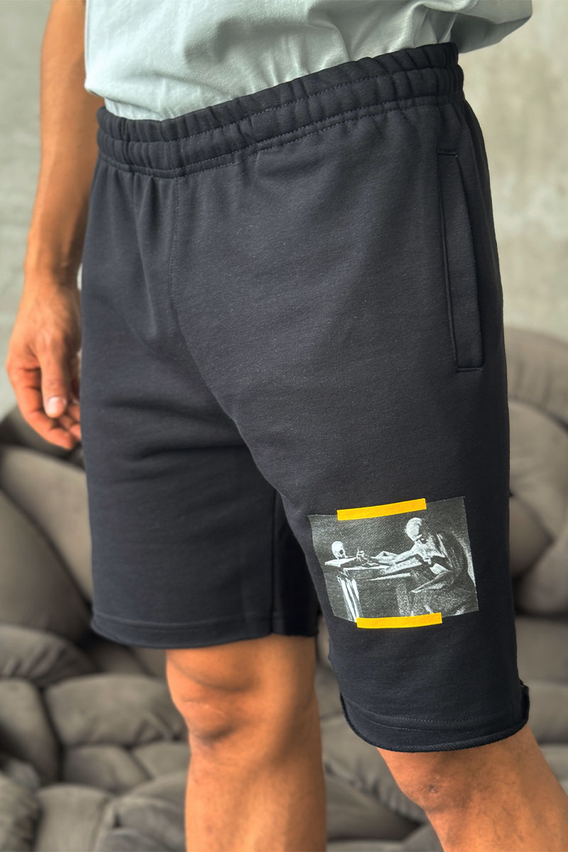 Off-White Чёрные мужские шорты Caravaggio print
