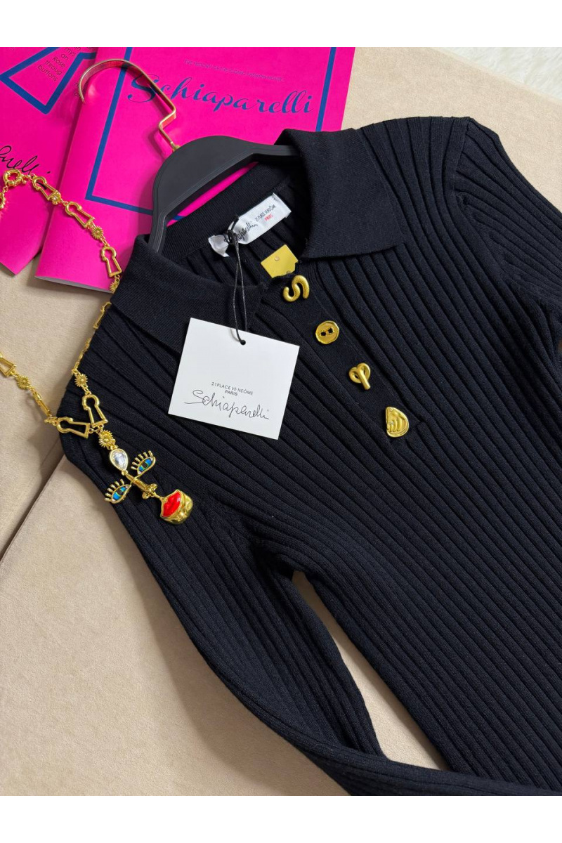 Schiaparelli Женское поло с длинным рукавом premium - Black