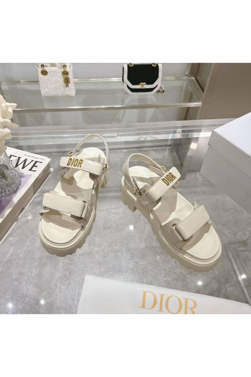 Dior Белые женские кожаные сандалии 