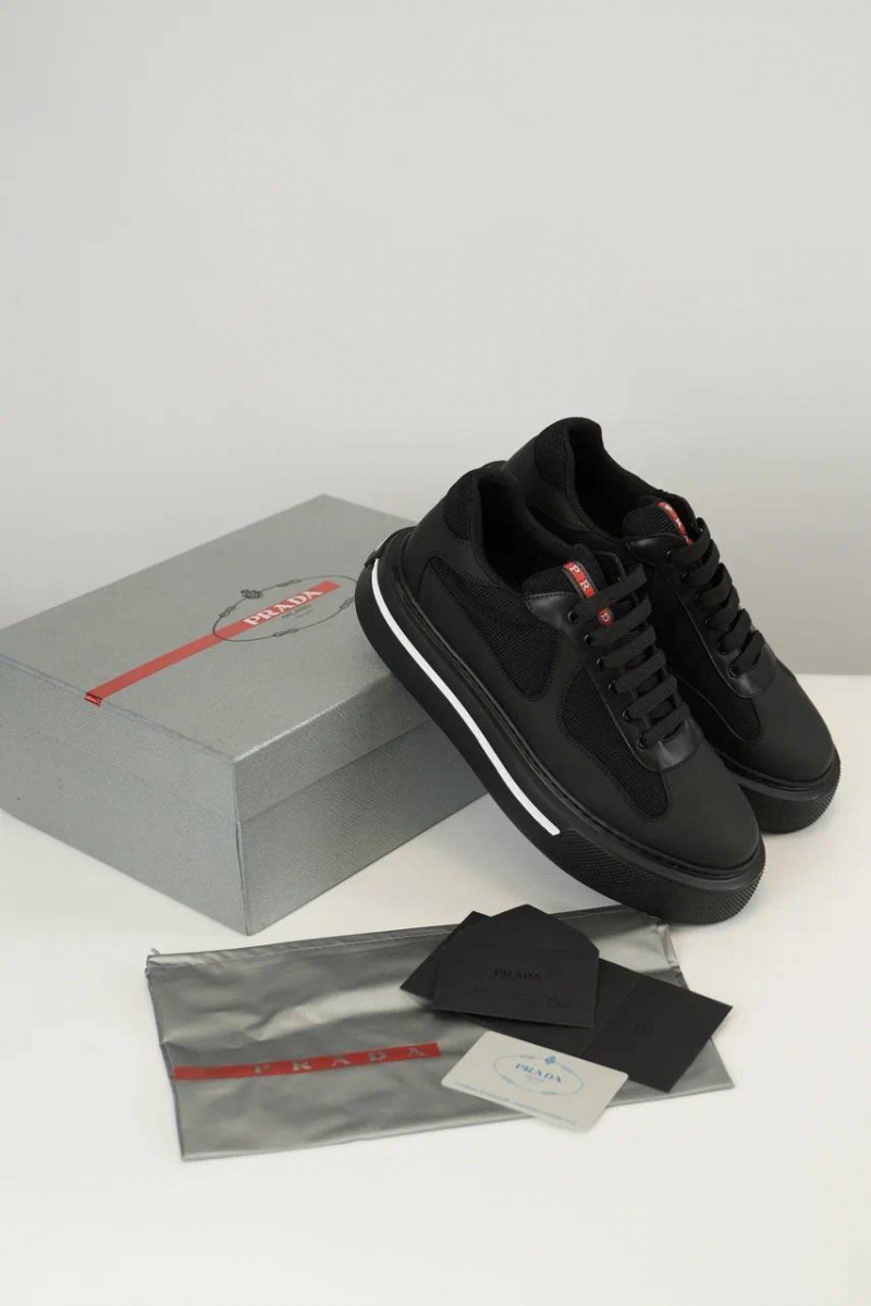 Prada Комбинированные кроссовки logo-stripe - Black