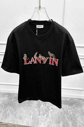 Чёрная оверсайз футболка Lanvin leopard logo