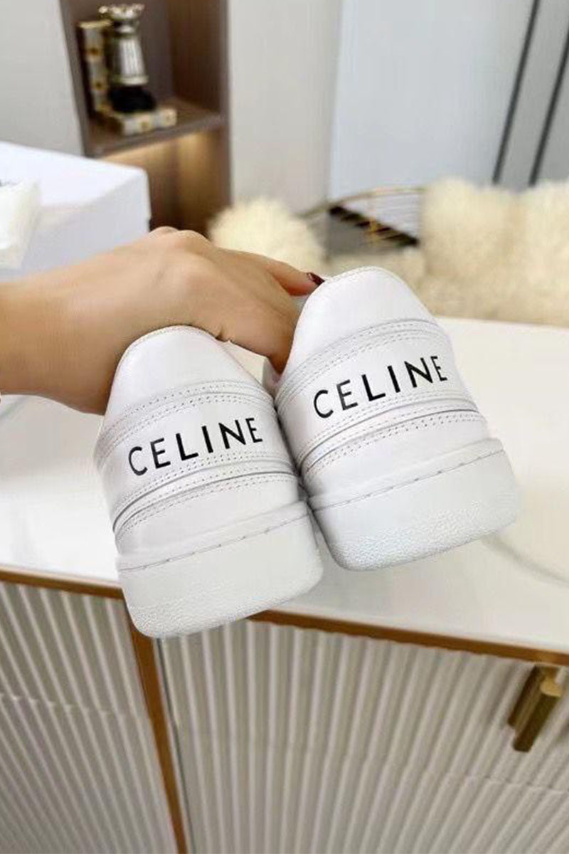 Celine Женские кожаные кроссовки белого цвета
