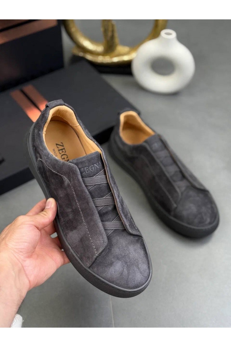 Zegna Замшевые кроссовки Triple Stitch