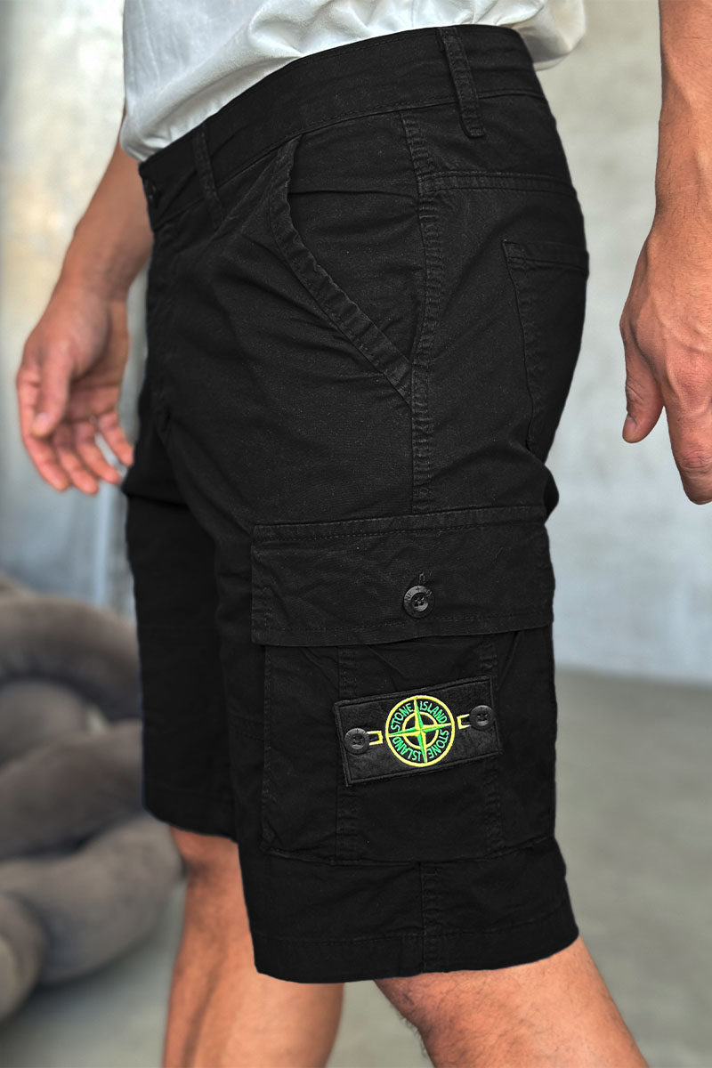 Stone Island Чёрные шорты cargo compass-patch