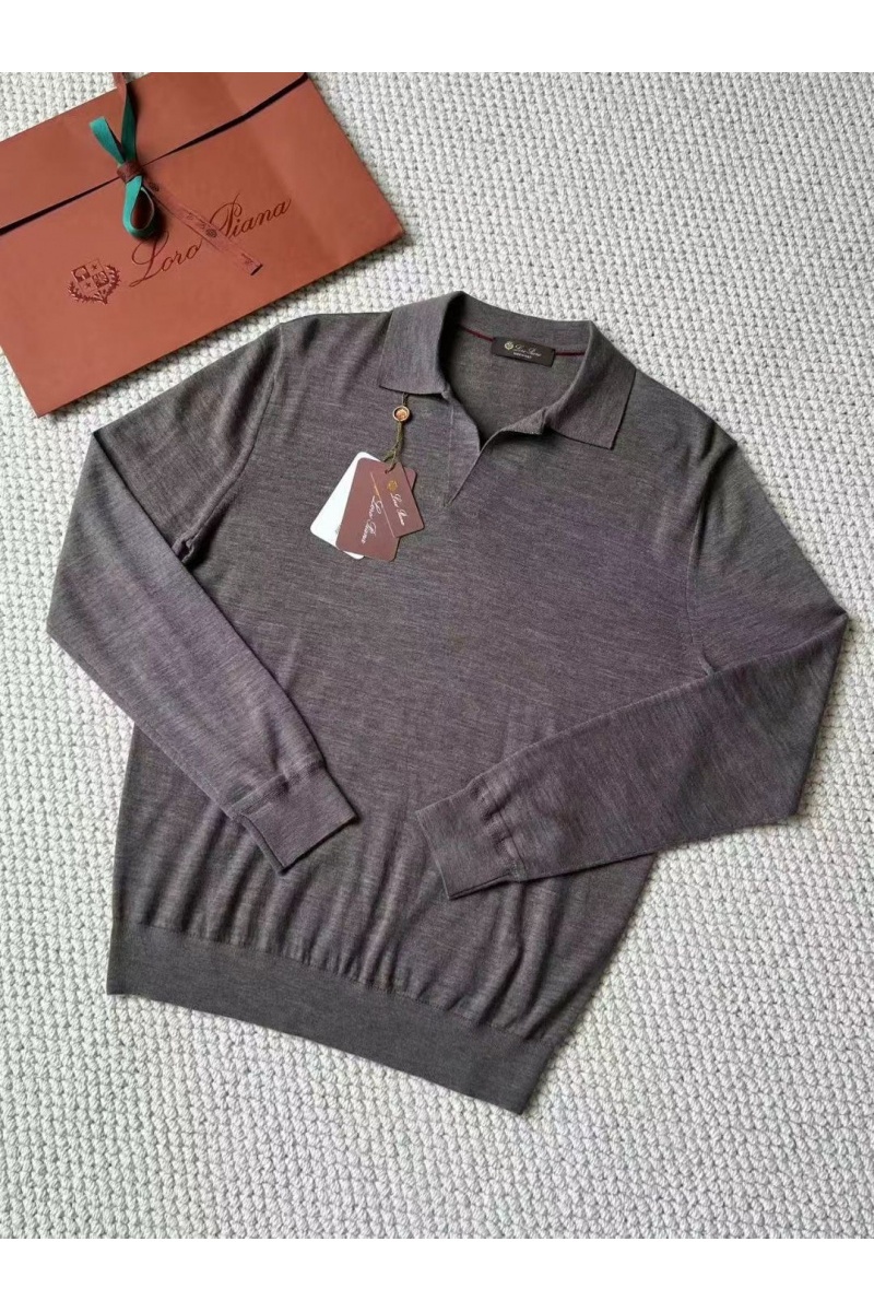 Loro Piana Поло с длинным рукавом Premium - Gray Coffee