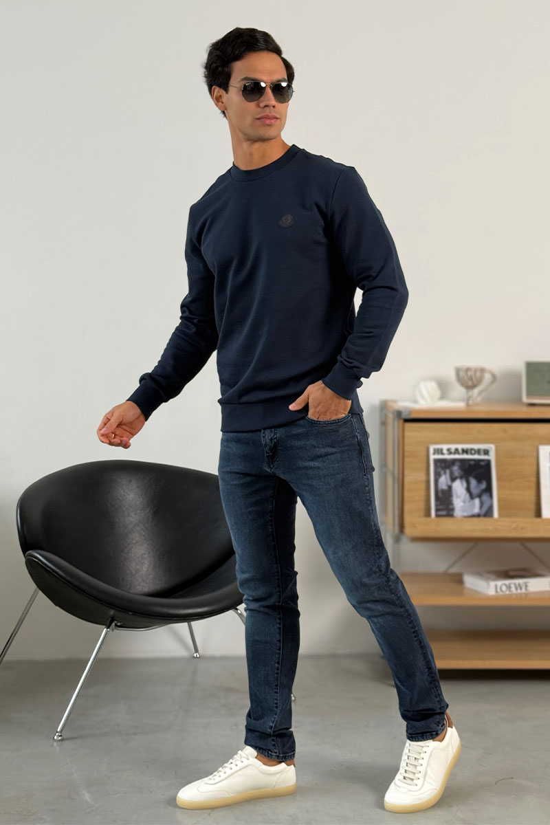 Moncler Мужской тёмно-синий свитшот logo-print