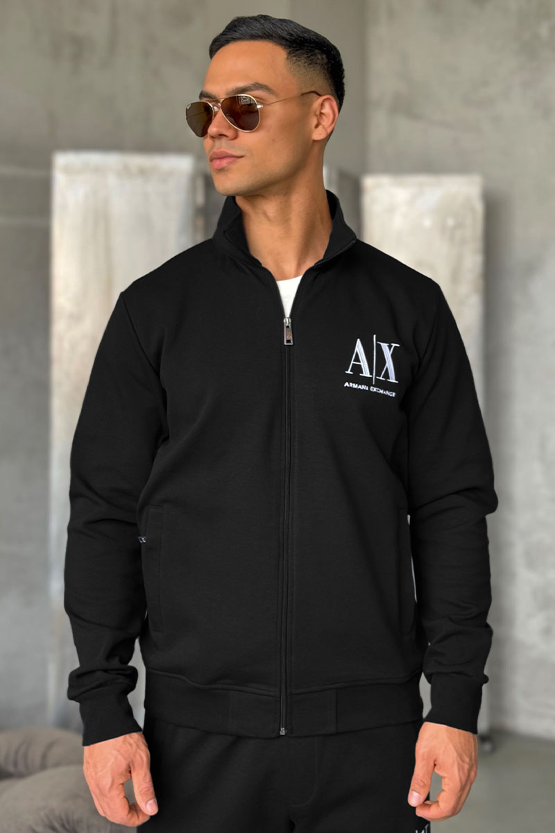Emporio Armani EA7 Кофта на молнии logo-embroidered - Black