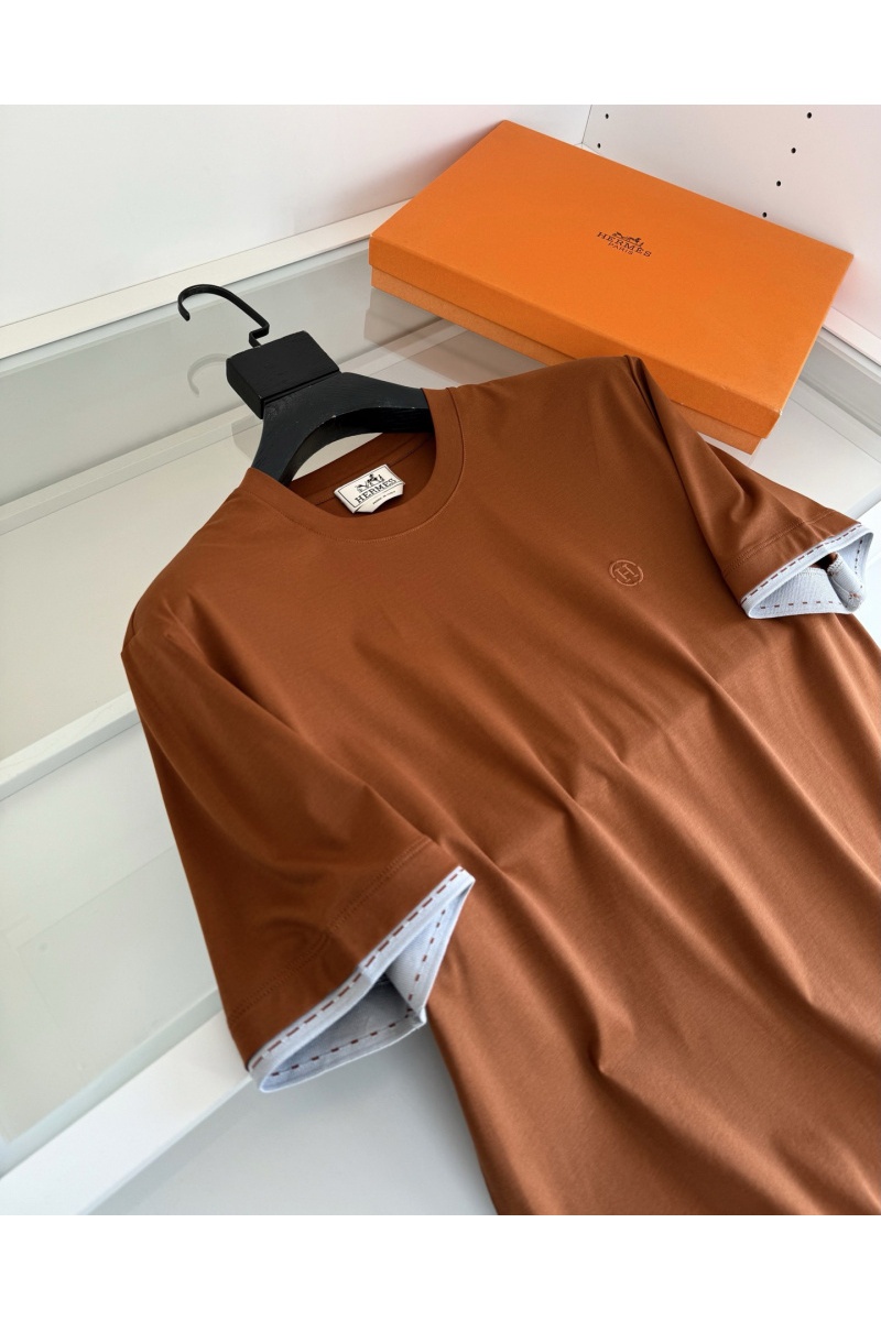 Hermes Мужская коричневая футболка premium