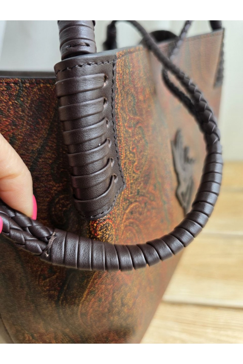 Etro Кожаная сумка с узором пейсли 38x23 см