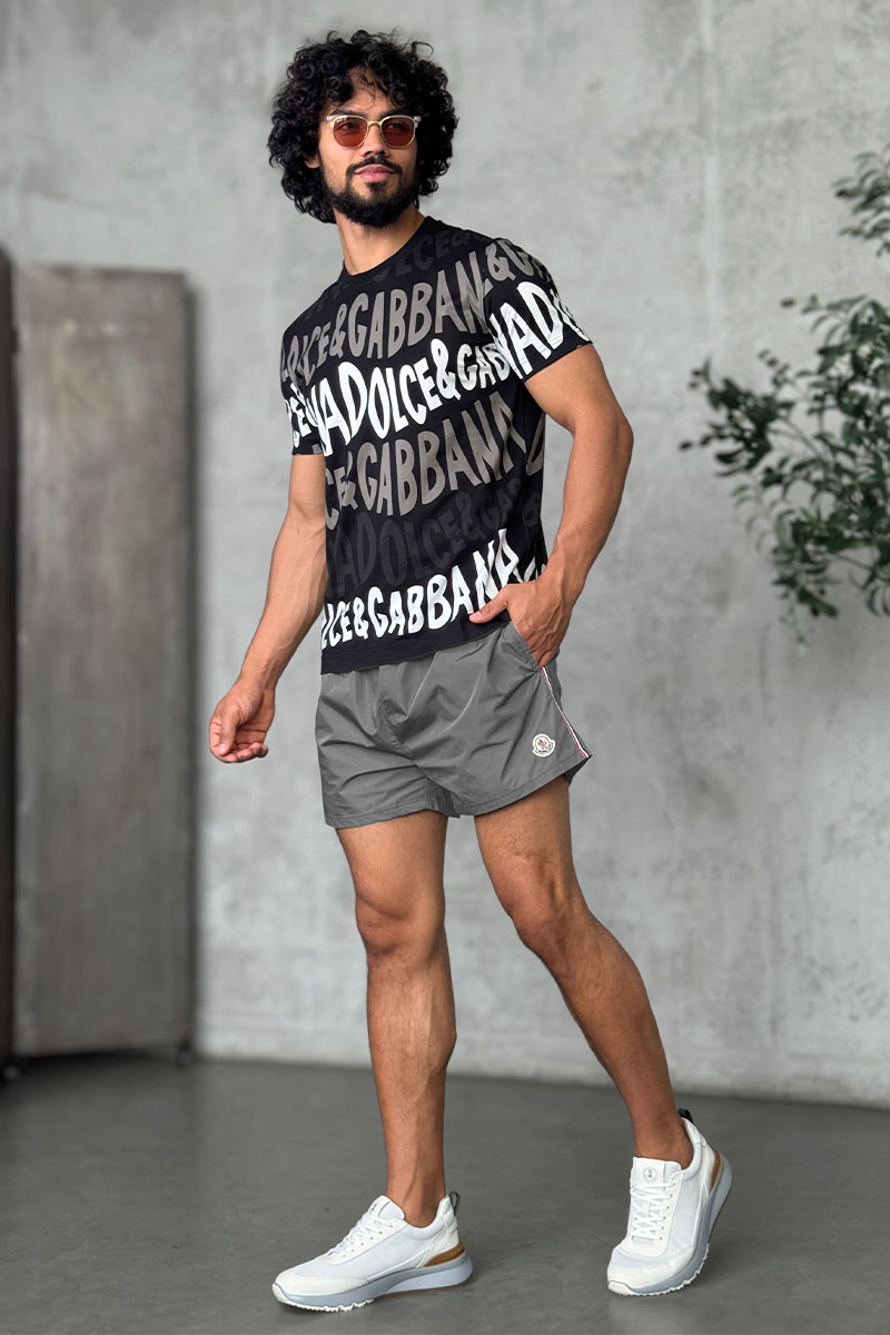 Moncler Мужские серые шорты logo-patch 