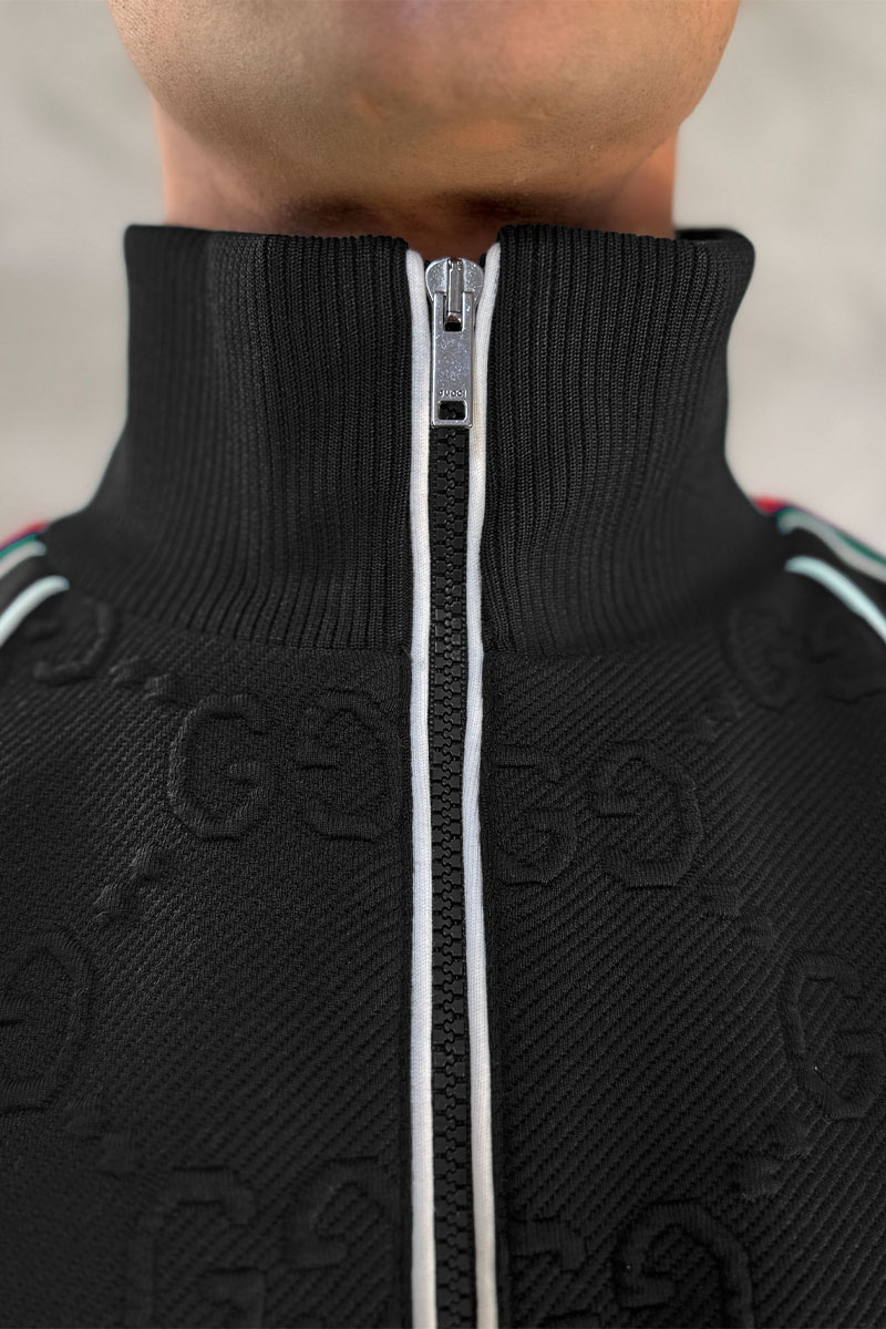 Gucci Чёрная кофта на молнии GG jacquard 
