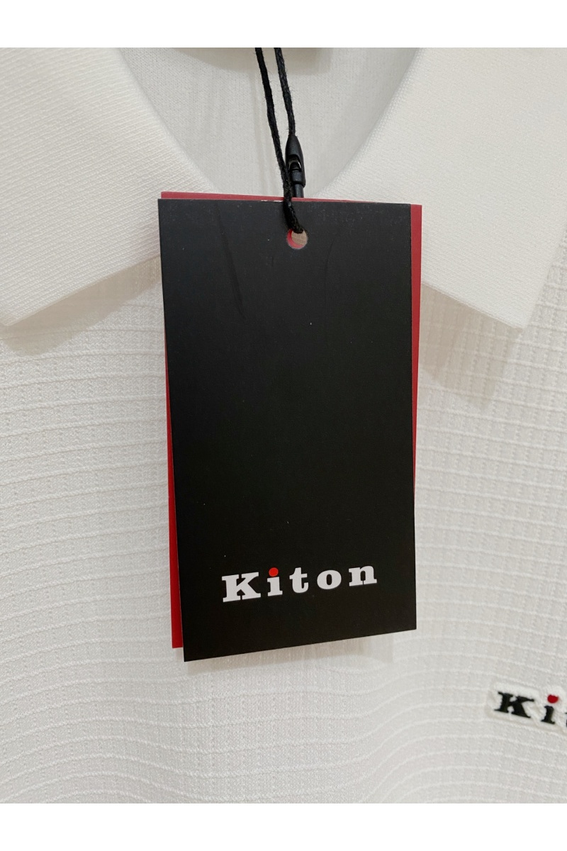 Kiton Мужское белое поло premium