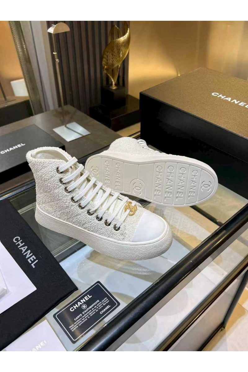 Chаnеl Женские комбинированные кроссовки High Top premium