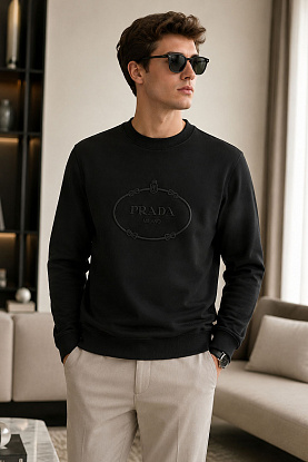 Мужской чёрный свитшот logo-embroidered