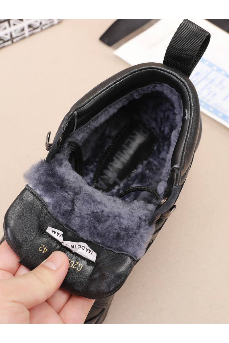 Premiata Кожаные кроссовки с мехом high-top - Black