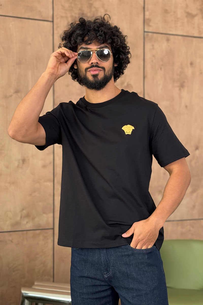 Versace Чёрная оверсайз футболка Medusa Head patch