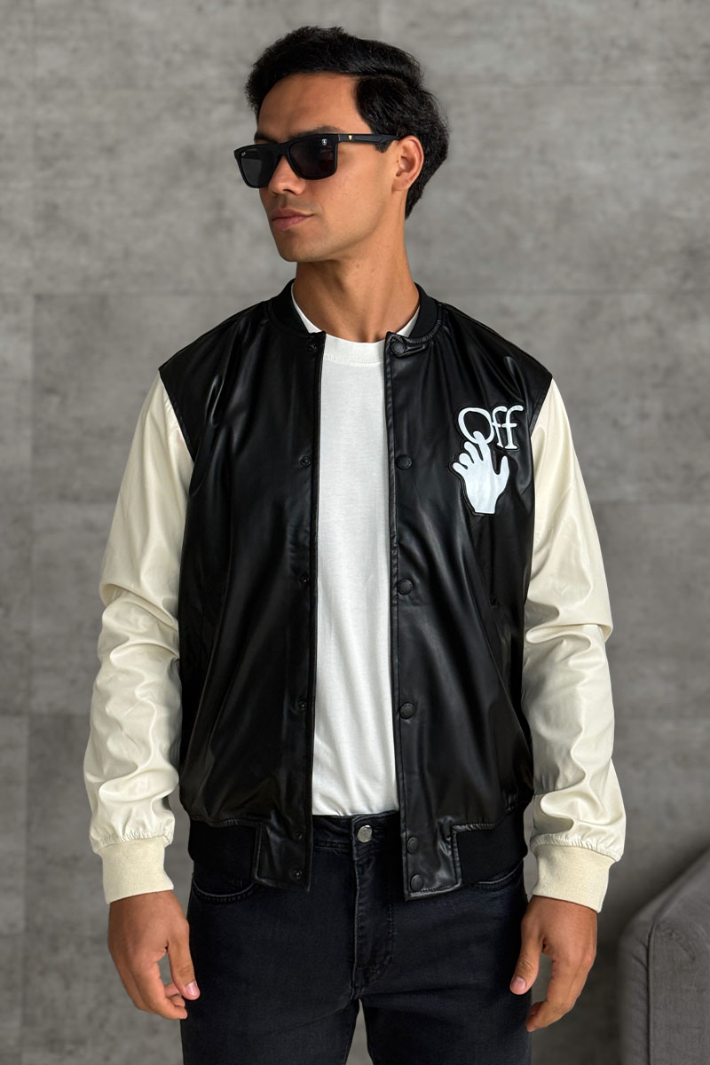 Off-White Мужской чёрный бомбер  Hands Off logo