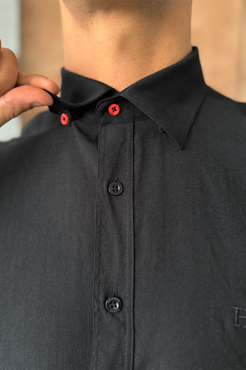 Hermes Мужская рубашка H embroidered - Black