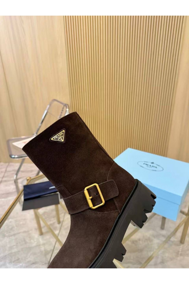 Prada Женские замшевые сапоги Suede premium