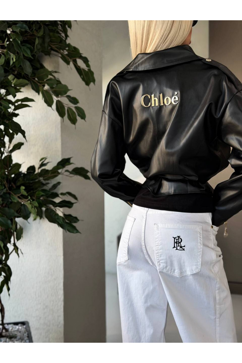 Chloe Женская кожаная косуха premium чёрного цвета