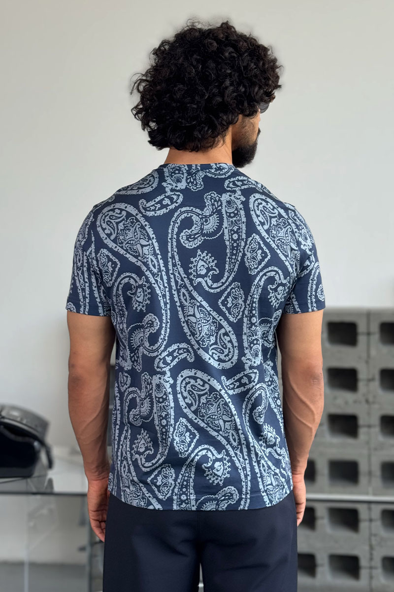 Etro Синяя футболка с узором пейсли Premium