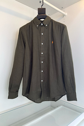 Льняная рубашка pony-embroidered - Khaki