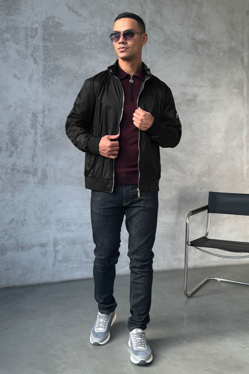 Prada Двусторонняя ветровка logo-plaque - Black / Grey