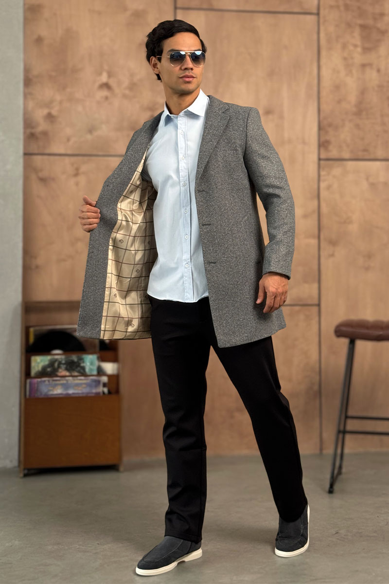 Loro Piana Мужское пальто серого цвета 