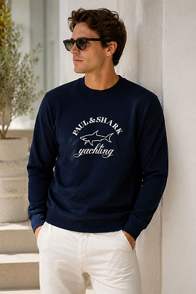 Мужской тёмно-синий свитшот logo-embroidered