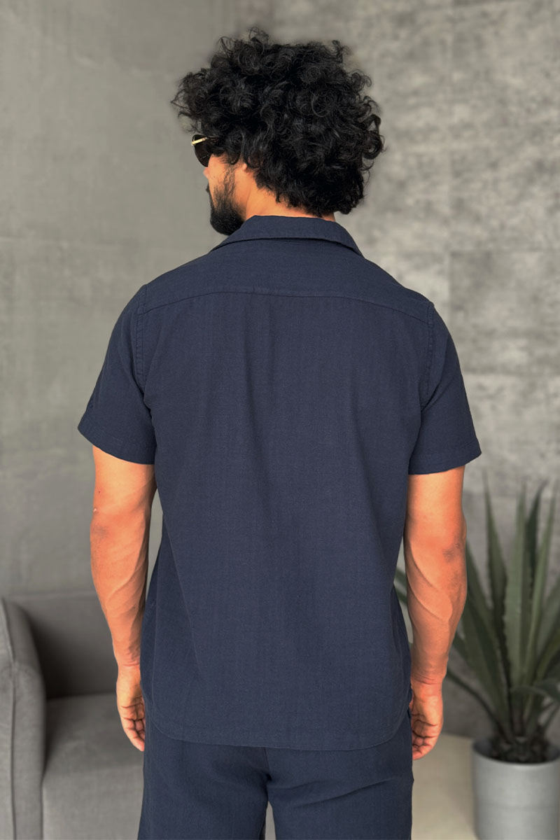 Loro Piana Мужская рубашка тёмно-синего цвета