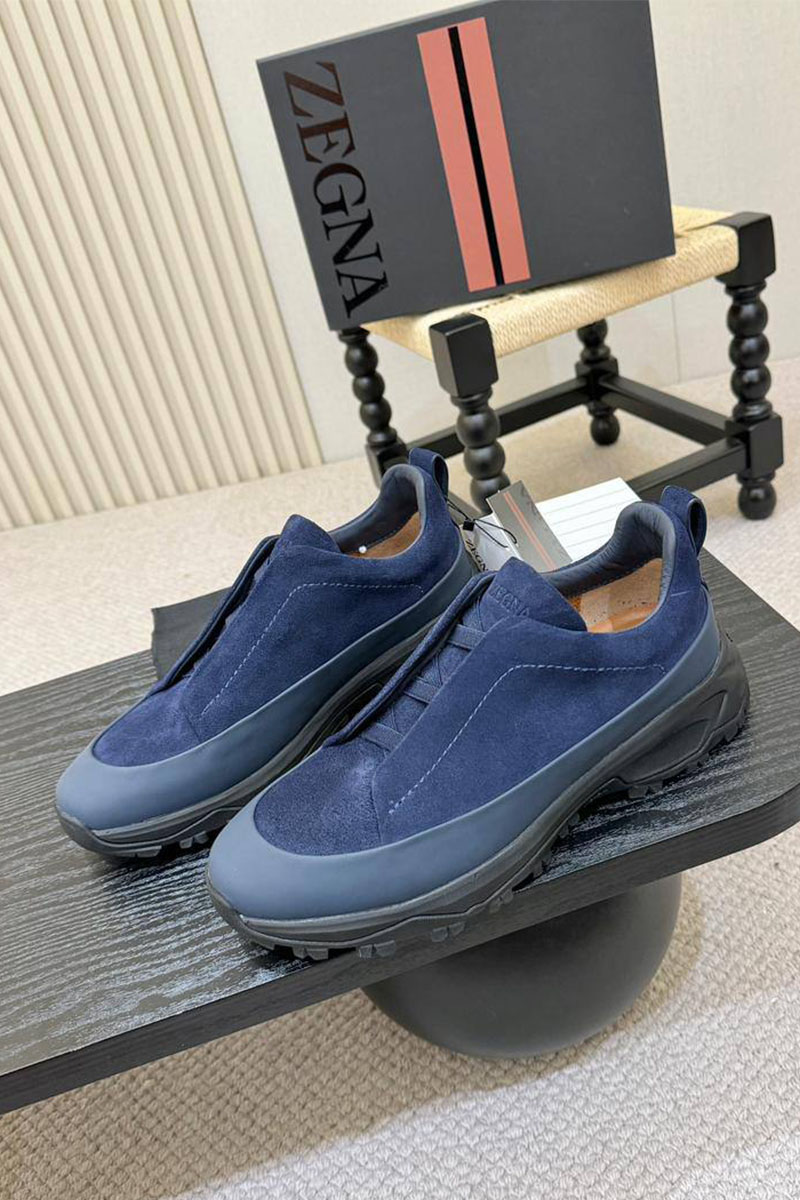 Zegna Замшевые кроссовки Triple Stitch Monte - Blue