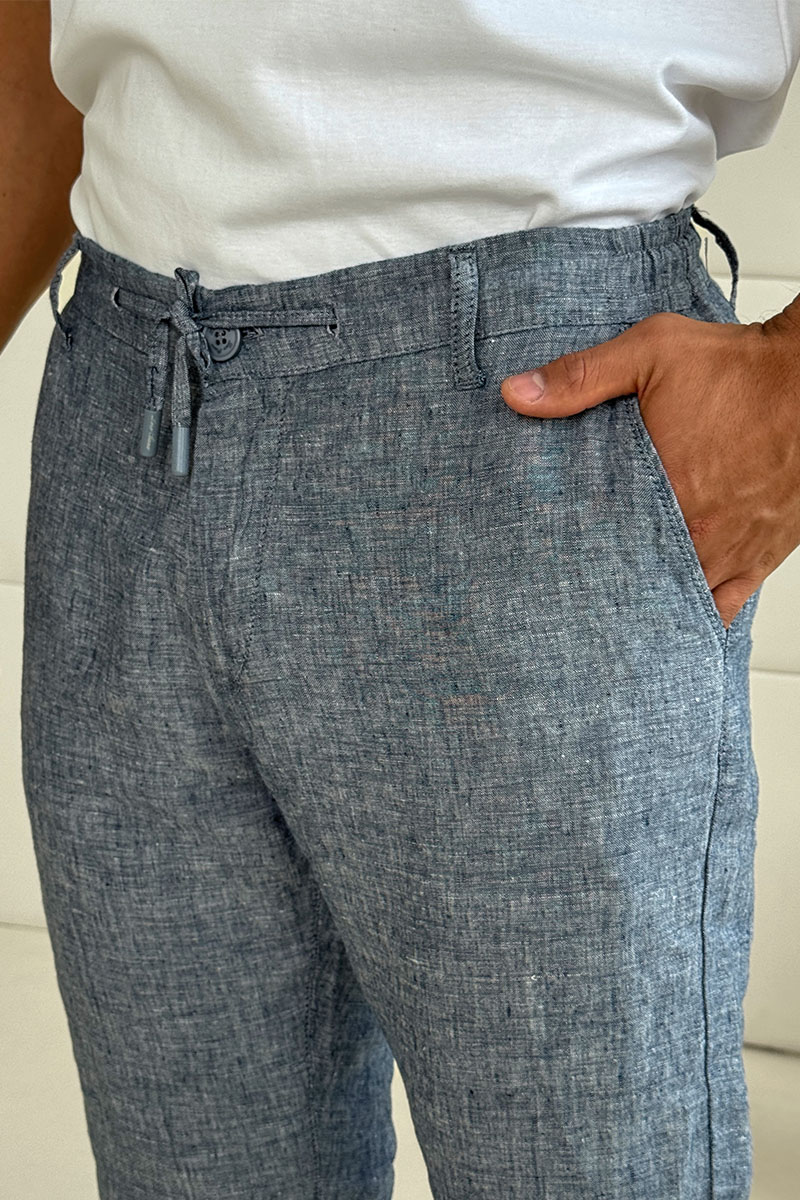 Loro Piana Льняные брюки синего цвета 
