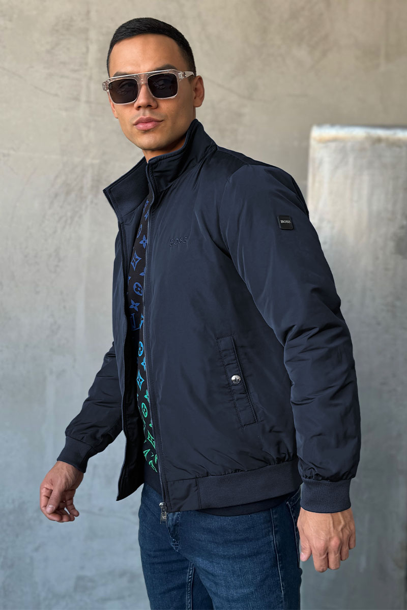 Hugо Воss Мужская тёмно-синяя ветровка logo-patch