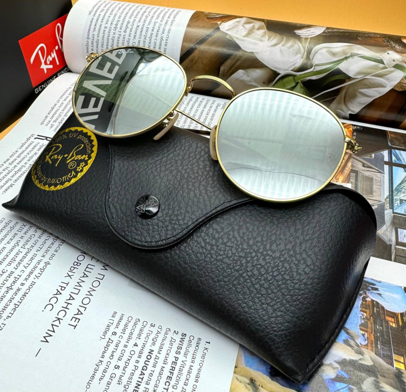 Ray Ban Солнцезащитные очки Round Metal - Green Mirrored