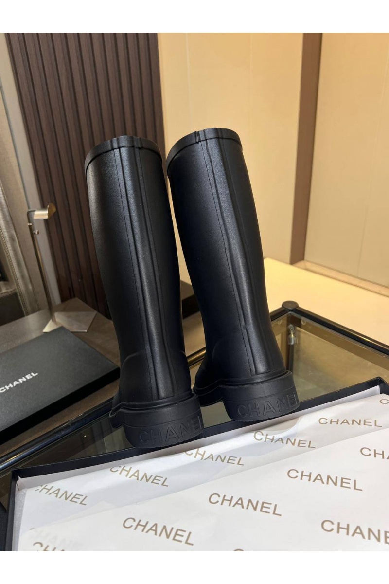 Chаnеl Женские резиновые сапоги чёрного цвета