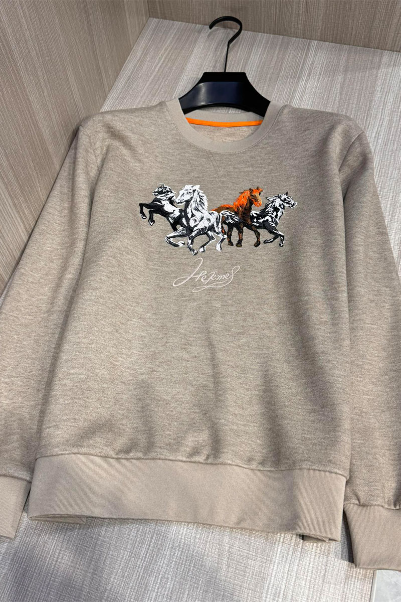 Hermes Мужской свитшот бежевого цвета