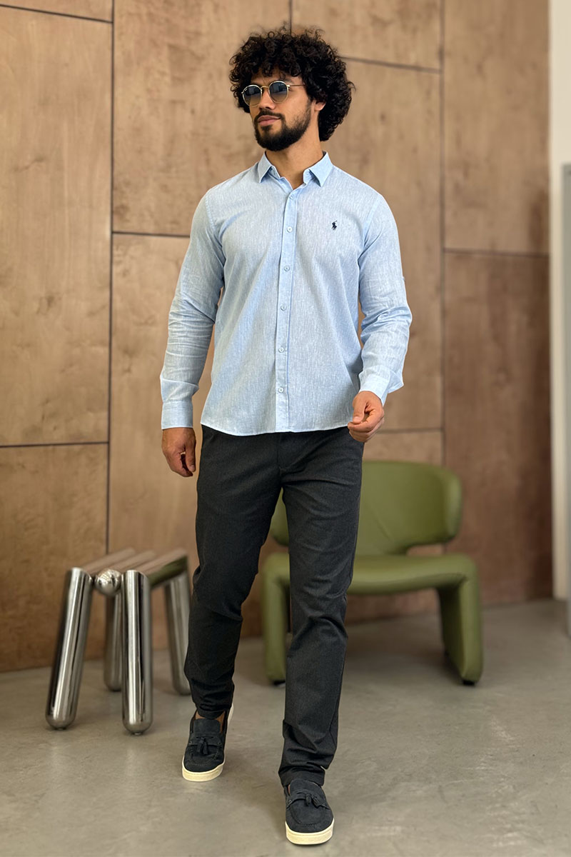 Polo Ralph Lauren Мужская рубашка голубого цвета