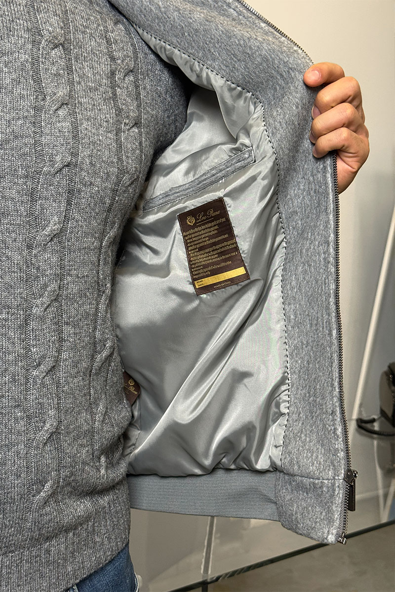 Loro Piana Мужской бомбер серого цвета