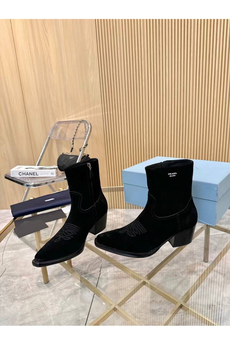 Prada Женские замшевые сапоги premium - Black
