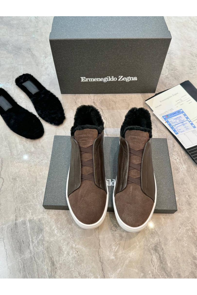 Zegna Кроссовки с мехом Triple Stitch