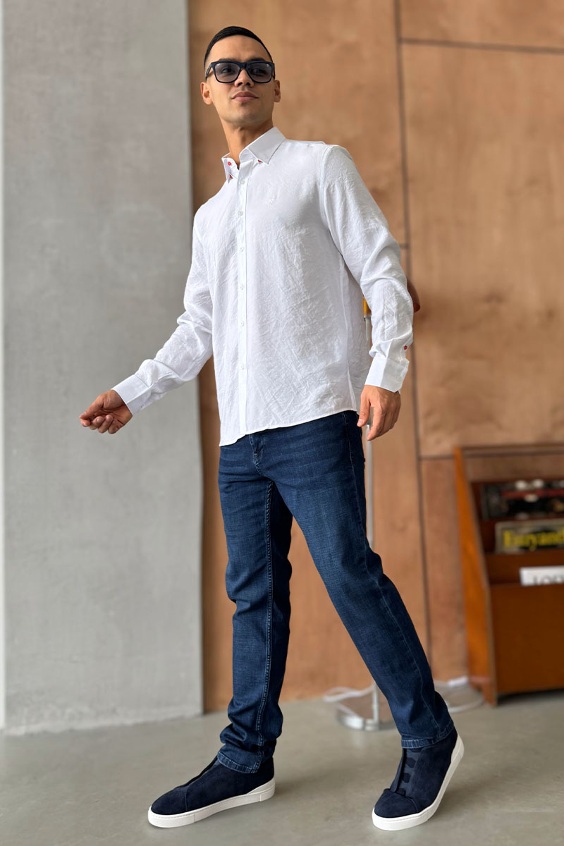 Hermes Мужская рубашка H embroidered - White 