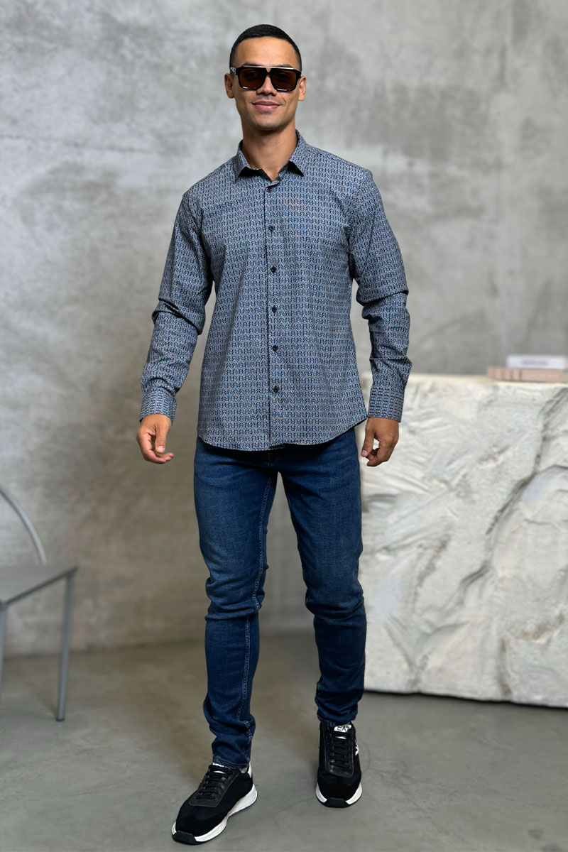 Emporio Armani EA7 Мужская тёмно-синяя рубашка 