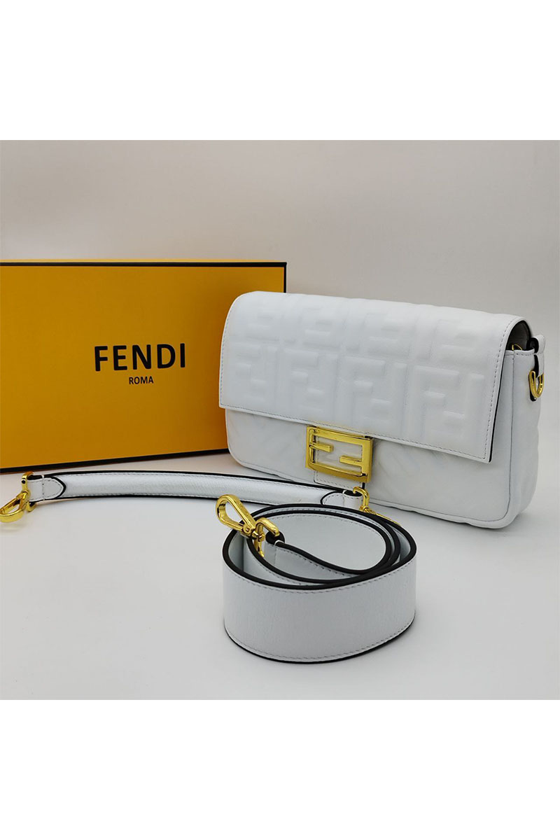 Fendi Кожаная сумка Medium Baguette FF motif 27x16 см (2 расцветки)