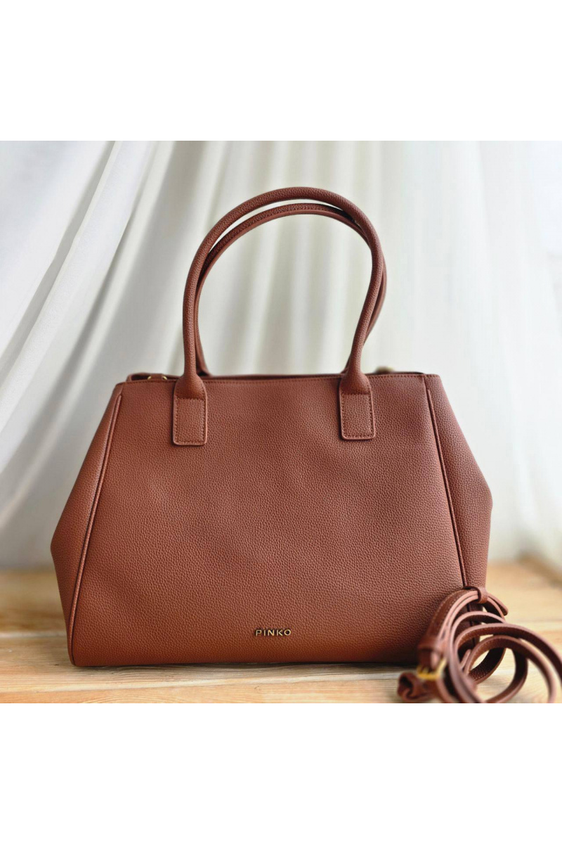  Кожаная сумка Tote 37x29 см - Brown