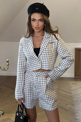 Женский костюм в клетку premium - White