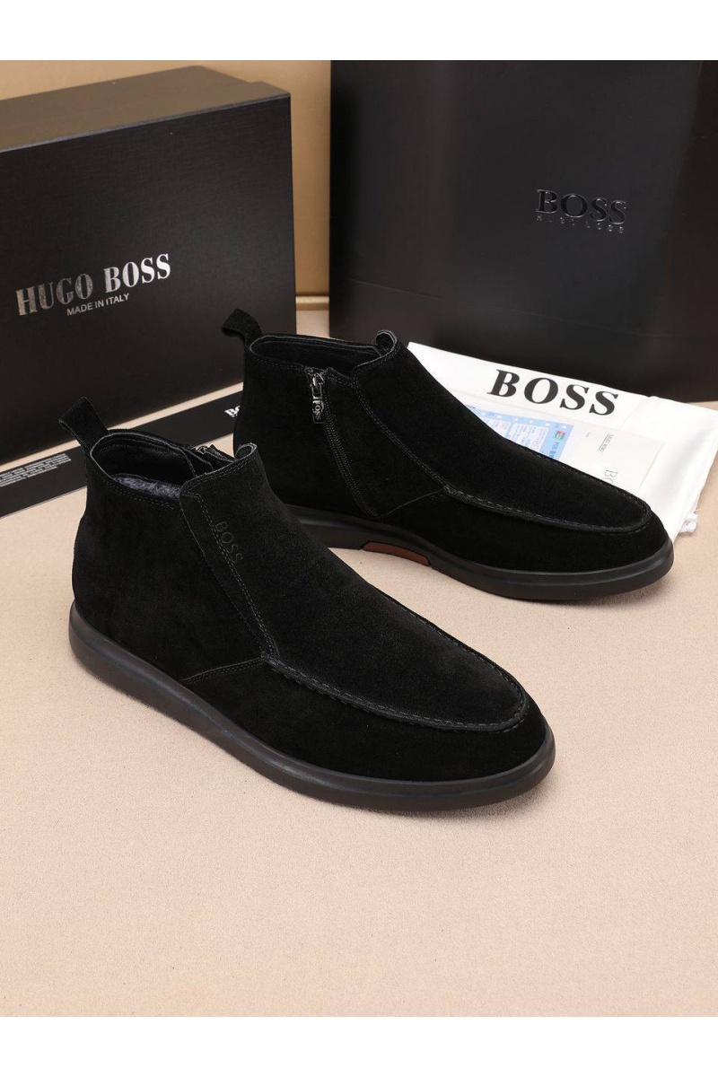 Hugо Воss Замшевые лоферы с мехом high-top - Black