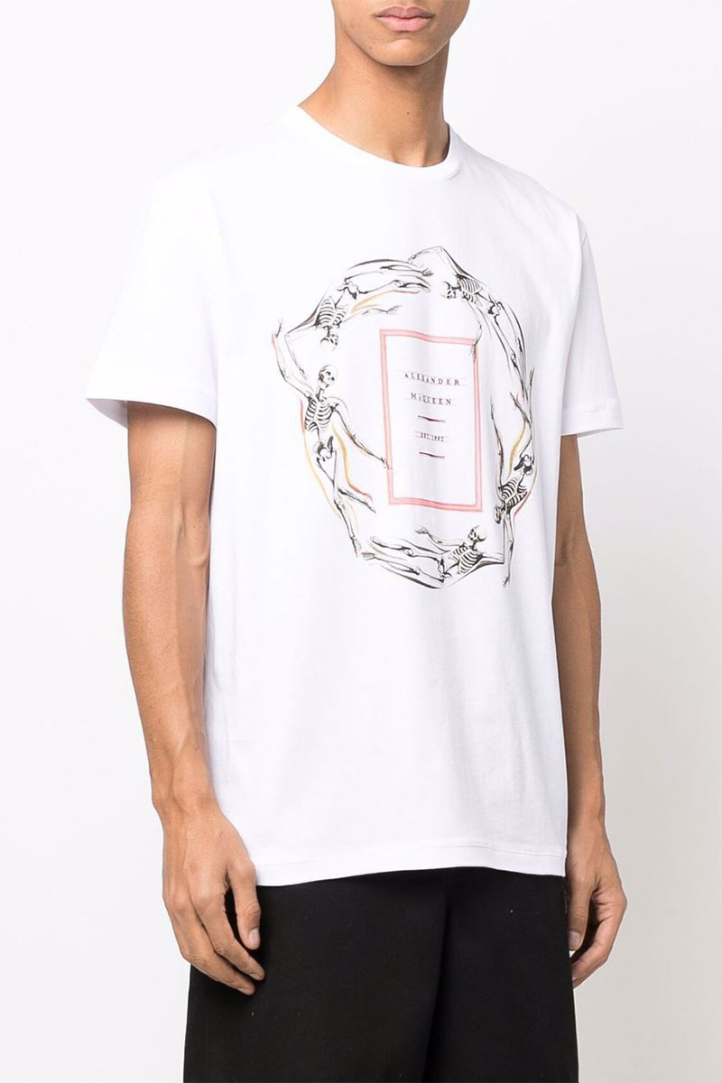 Alexander McQueen Мужская белая футболка skeleton-print